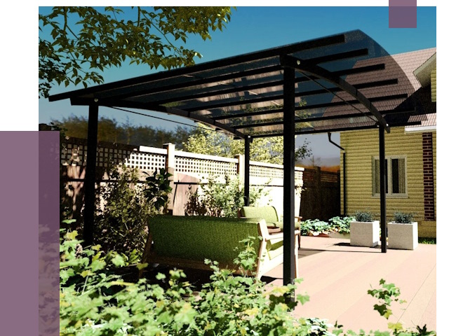 Навесы для террасы в Урюпинске от 13134 руб. под ключ | ПРОЛЁТ-Рюп