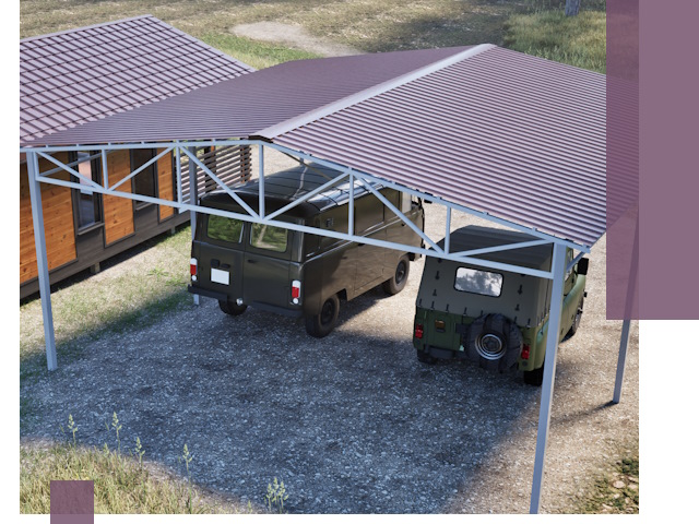 Двускатные навесы под ключ в Урюпинске — изготовление и монтаж